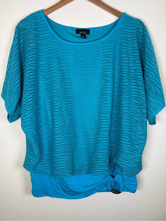 Alyx Tops - ALYX Turquoise Layered Stripe Top Size 1X Side Ring Detail